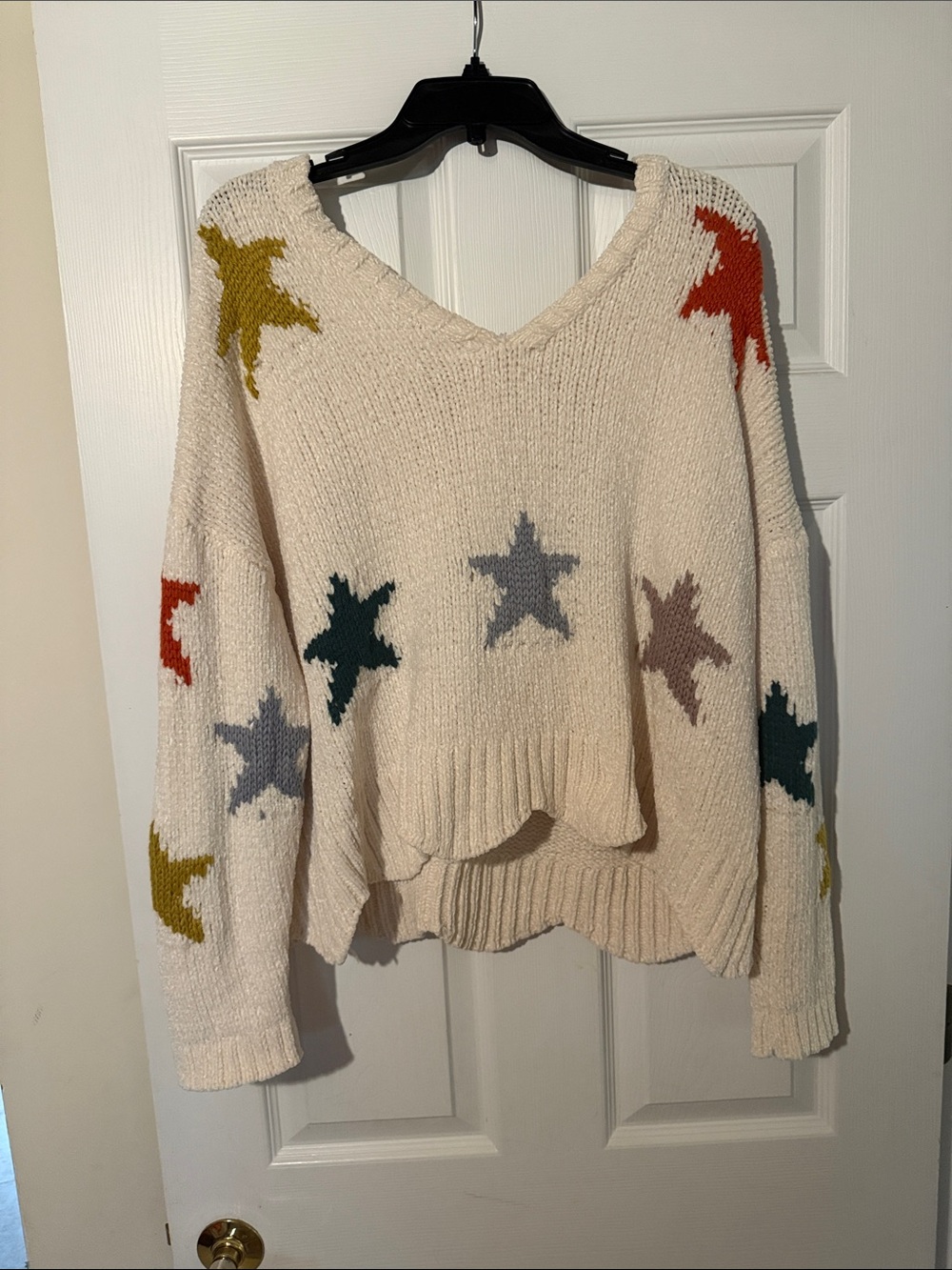 Entro Chenille scalloped hem star sweater